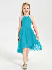 Junior Robes de Demoiselle d'Honneur Longueur de Mollet avec Jupe Asymétrique Jade