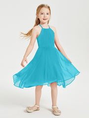 Junior Robes de Demoiselle d'Honneur Longueur de Mollet avec Jupe Asymétrique Jade