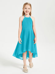 Junior Robes de Demoiselle d'Honneur Longueur de Mollet avec Jupe Asymétrique Jade