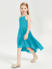 Junior Robes de Demoiselle d'Honneur Longueur de Mollet avec Jupe Asymétrique Jade