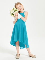 Junior Robes de Demoiselle d'Honneur Longueur de Mollet avec Jupe Asymétrique Jade