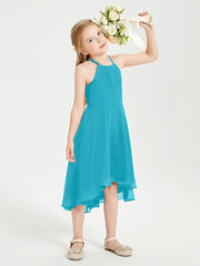 Junior Robes de Demoiselle d'Honneur Longueur de Mollet avec Jupe Asymétrique Jade