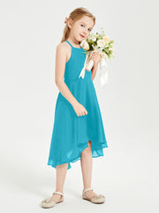 Junior Robes de Demoiselle d'Honneur Longueur de Mollet avec Jupe Asymétrique Jade