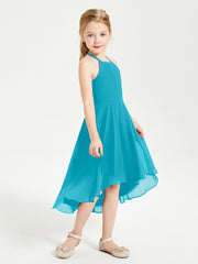 Junior Robes de Demoiselle d'Honneur Longueur de Mollet avec Jupe Asymétrique Jade