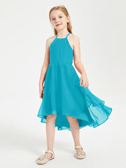 Junior Robes de Demoiselle d'Honneur Longueur de Mollet avec Jupe Asymétrique Jade
