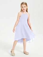 Junior Robes de Demoiselle d'Honneur Longueur de Mollet avec Jupe Asymétrique Lavande