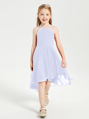 Junior Robes de Demoiselle d'Honneur Longueur de Mollet avec Jupe Asymétrique Lavande