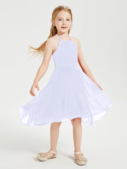 Junior Robes de Demoiselle d'Honneur Longueur de Mollet avec Jupe Asymétrique Lavande