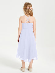 Junior Robes de Demoiselle d'Honneur Longueur de Mollet avec Jupe Asymétrique Lavande