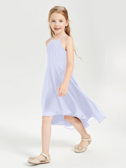 Junior Robes de Demoiselle d'Honneur Longueur de Mollet avec Jupe Asymétrique Lavande