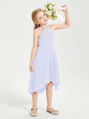 Junior Robes de Demoiselle d'Honneur Longueur de Mollet avec Jupe Asymétrique Lavande