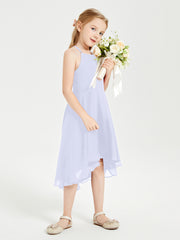 Junior Robes de Demoiselle d'Honneur Longueur de Mollet avec Jupe Asymétrique Lavande