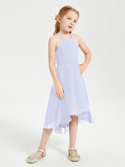 Junior Robes de Demoiselle d'Honneur Longueur de Mollet avec Jupe Asymétrique Lavande