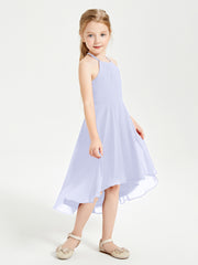 Junior Robes de Demoiselle d'Honneur Longueur de Mollet avec Jupe Asymétrique Lavande