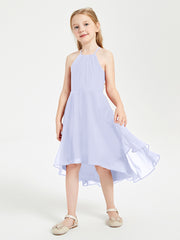 Junior Robes de Demoiselle d'Honneur Longueur de Mollet avec Jupe Asymétrique Lavande