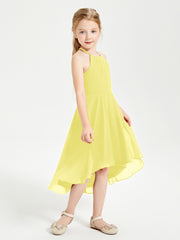 Junior Robes de Demoiselle d'Honneur Longueur de Mollet avec Jupe Asymétrique Citron