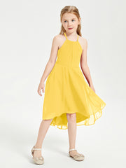 Junior Robes de Demoiselle d'Honneur Longueur de Mollet avec Jupe Asymétrique Souci