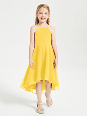 Junior Robes de Demoiselle d'Honneur Longueur de Mollet avec Jupe Asymétrique Souci