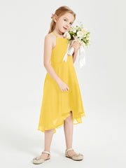 Junior Robes de Demoiselle d'Honneur Longueur de Mollet avec Jupe Asymétrique Souci
