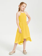 Junior Robes de Demoiselle d'Honneur Longueur de Mollet avec Jupe Asymétrique Souci