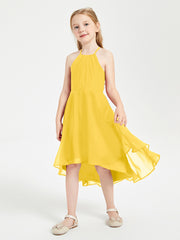 Junior Robes de Demoiselle d'Honneur Longueur de Mollet avec Jupe Asymétrique Souci