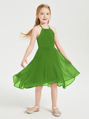 Junior Robes de Demoiselle d'Honneur Longueur de Mollet avec Jupe Asymétrique Mousse