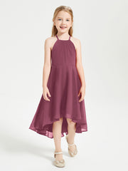 Junior Robes de Demoiselle d'Honneur Longueur de Mollet avec Jupe Asymétrique Mûre