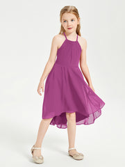 Junior Robes de Demoiselle d'Honneur Longueur de Mollet avec Jupe Asymétrique Orchidee