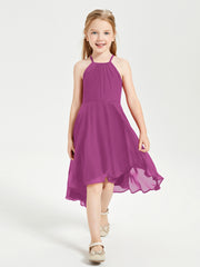 Junior Robes de Demoiselle d'Honneur Longueur de Mollet avec Jupe Asymétrique Orchidee