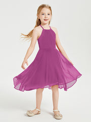 Junior Robes de Demoiselle d'Honneur Longueur de Mollet avec Jupe Asymétrique Orchidee