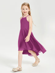 Junior Robes de Demoiselle d'Honneur Longueur de Mollet avec Jupe Asymétrique Orchidee