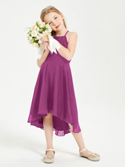Junior Robes de Demoiselle d'Honneur Longueur de Mollet avec Jupe Asymétrique Orchidee