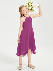 Junior Robes de Demoiselle d'Honneur Longueur de Mollet avec Jupe Asymétrique Orchidee