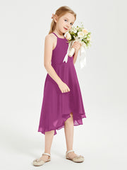 Junior Robes de Demoiselle d'Honneur Longueur de Mollet avec Jupe Asymétrique Orchidee