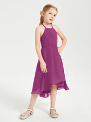 Junior Robes de Demoiselle d'Honneur Longueur de Mollet avec Jupe Asymétrique Orchidee