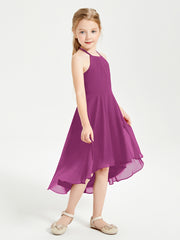 Junior Robes de Demoiselle d'Honneur Longueur de Mollet avec Jupe Asymétrique Orchidee