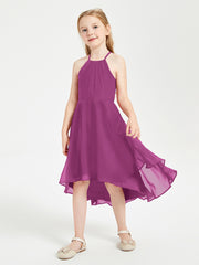 Junior Robes de Demoiselle d'Honneur Longueur de Mollet avec Jupe Asymétrique Orchidee