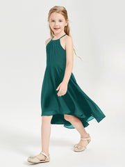 Junior Robes de Demoiselle d'Honneur Longueur de Mollet avec Jupe Asymétrique Paon