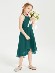 Junior Robes de Demoiselle d'Honneur Longueur de Mollet avec Jupe Asymétrique Paon
