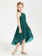 Junior Robes de Demoiselle d'Honneur Longueur de Mollet avec Jupe Asymétrique Paon