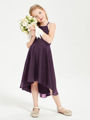 Junior Robes de Demoiselle d'Honneur Longueur de Mollet avec Jupe Asymétrique Plum