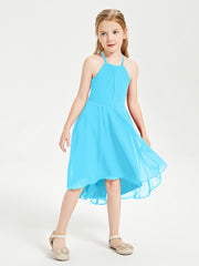 Junior Robes de Demoiselle d'Honneur Longueur de Mollet avec Jupe Asymétrique Piscine