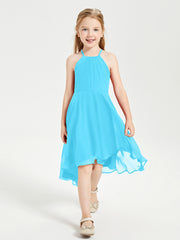 Junior Robes de Demoiselle d'Honneur Longueur de Mollet avec Jupe Asymétrique Piscine