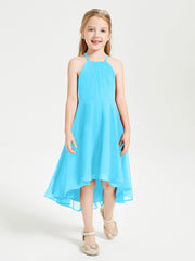Junior Robes de Demoiselle d'Honneur Longueur de Mollet avec Jupe Asymétrique Piscine