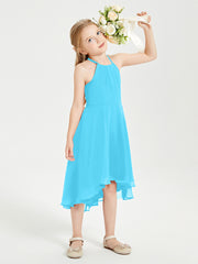 Junior Robes de Demoiselle d'Honneur Longueur de Mollet avec Jupe Asymétrique Piscine