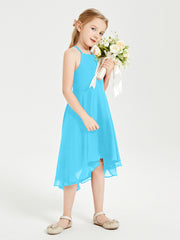 Junior Robes de Demoiselle d'Honneur Longueur de Mollet avec Jupe Asymétrique Piscine