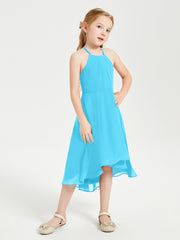 Junior Robes de Demoiselle d'Honneur Longueur de Mollet avec Jupe Asymétrique Piscine