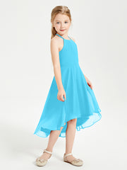 Junior Robes de Demoiselle d'Honneur Longueur de Mollet avec Jupe Asymétrique Piscine