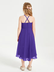 Junior Robes de Demoiselle d'Honneur Longueur de Mollet avec Jupe Asymétrique Régence