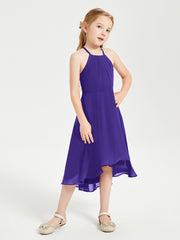Junior Robes de Demoiselle d'Honneur Longueur de Mollet avec Jupe Asymétrique Régence